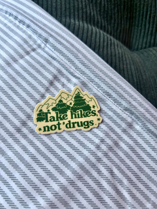 Take Hikes Not Drugs Mini Sticker