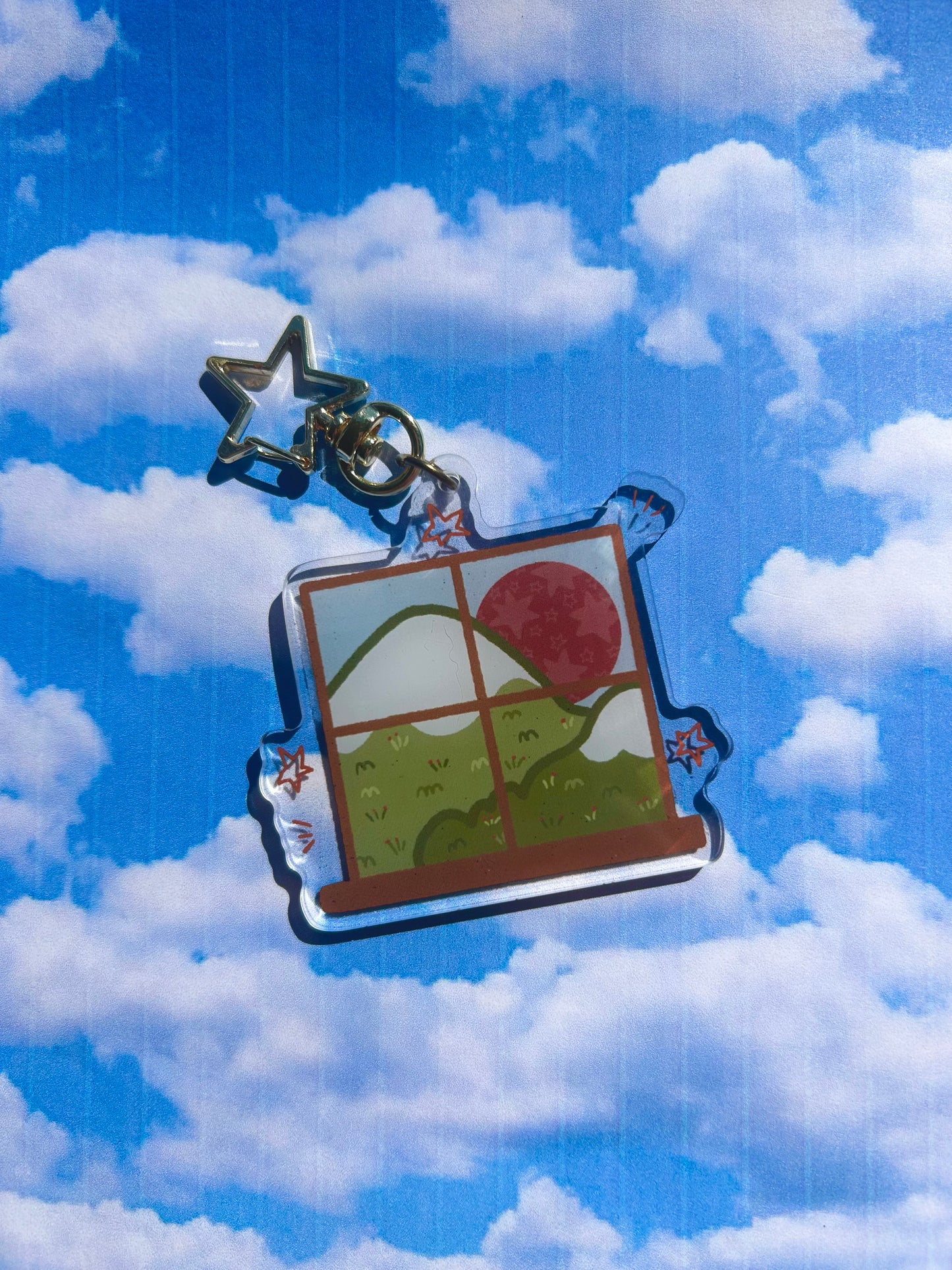 Mountain View Window Acrylic Keychain