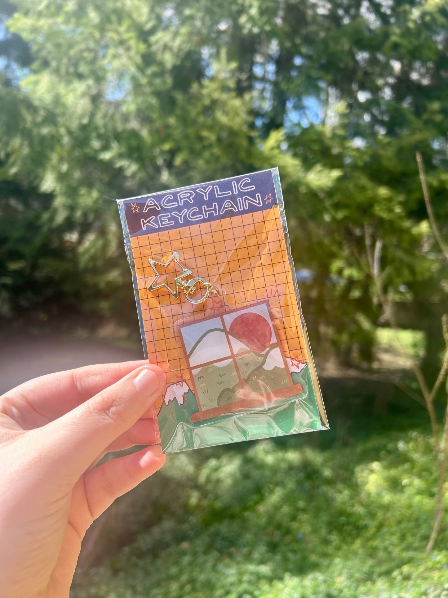 Mountain View Window Acrylic Keychain