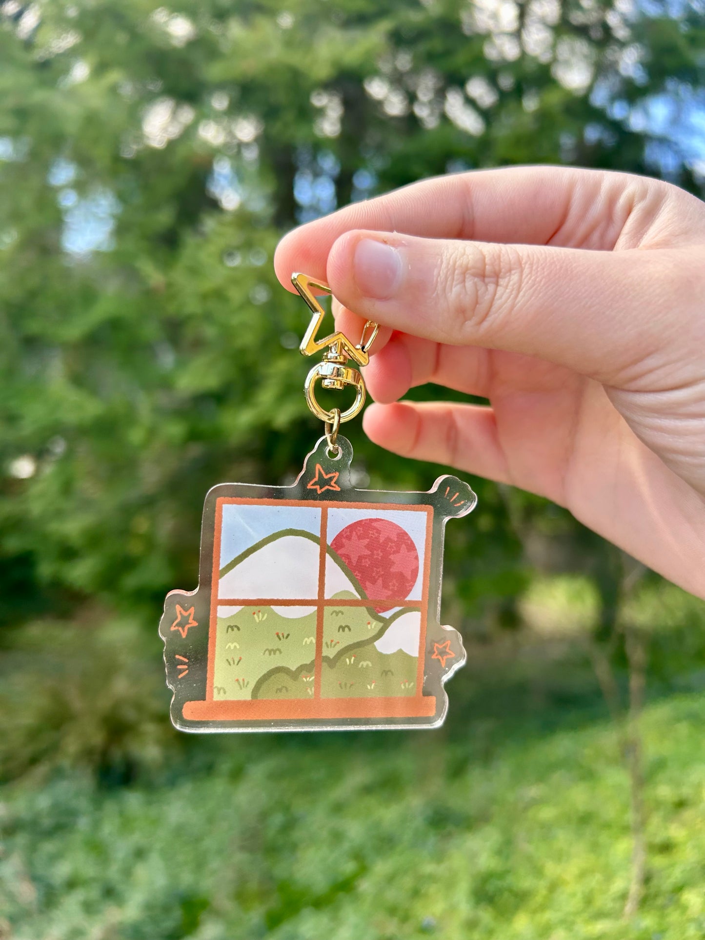 Mountain View Window Acrylic Keychain