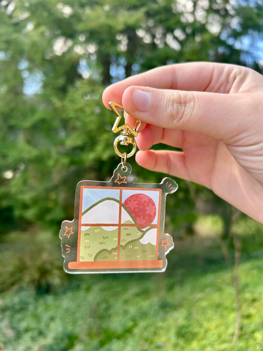 Mountain View Window Acrylic Keychain